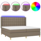 VidaXL Boxspringbed met Matras en LED-verlichting, Taupe, Stof, 160x200 cm