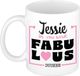 Bellatio Decorations Naam mok Jessie - wit - Fabulous - keramiek - 300 ml - cadeau collega beker - cadeau