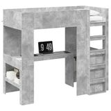 vidaXL Stapelbedframe met bureau, betongrijs, 90 x 190 cm
