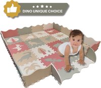 Roosly Speelmat Baby - Dino - Pastel - Foam Vloerpuzzel 145 x 145 cm - Opstaande Rand - Inclusief Opbergtas