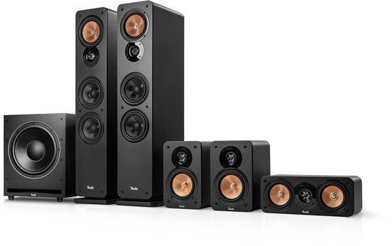 Teufel ULTIMA 40 Surround Power Edition 5.1-Set - Home cinema set met 2 vloerstaande speakers - 2 boekenplankspeakers - Centerspeaker en XXL subwoofer - zwart