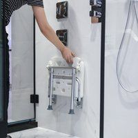 Zoternen - Siège de Douche Pliable Mural avec Pieds Antidérapants, Trous de Drainage et Fente pour la Tête pour Personnes Âgées et Handicapées
