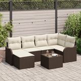 vidaXL Tuinbank - Set - 7 - st - Bruin - poly - rattan