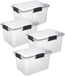 5Five opberg Box met deksel - 4x - Solutions Protect - 18 liter - 38 x 29 x 25 cm - kunststof - transparant - extra stevig