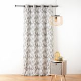 HomeMaison Jacquard gordijn met ikatmotief van upcycled garens - Taupe