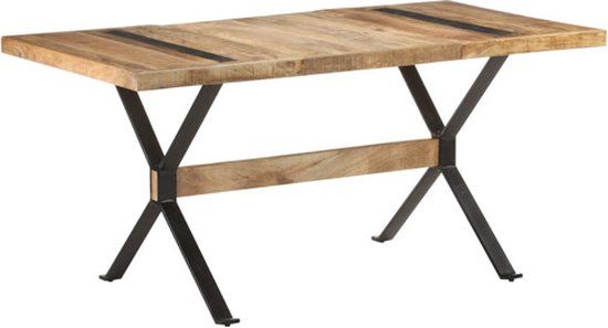 vidaXL Eettafel 160x80x76 cm ruw mangohout