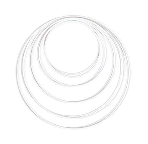 RAYHER Metalen ringen - 10 stuks - 5 maten gesorteerd - Wit gecoat - Dikte ca. 3 mm - Draadringen om te knutselen