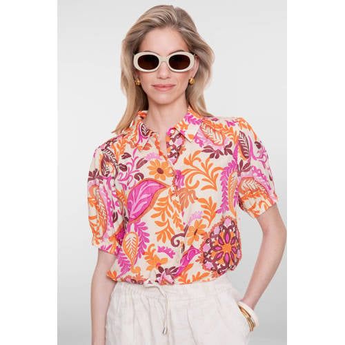 Geisha blouse met paisley print roze