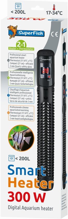 SuperFish Smart Heater Digital 27 cm - Verwarming - 300 Watt Tot 200 Liter