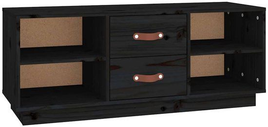 vidaXL Tv-meubel 100x34x40 cm massief grenenhout zwart