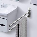 Merkloos / Sans marque Shenzhen Haorui Industrial Technology Co., Ltd. Handdoekstang, 40 cm, roestvrij staal, dubbele armen, draaibaar
