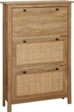 HOMCOM Neerklapbare schoenenkast - Spaanplaat - 80x23,5x121,5cm - Natuurlijk hout