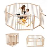 Elissio Grondbox - Babybox - Inklapbare Speelbox - Kinderbox - Playpen Baby - Voorgemonteerd - 130 x 130 x 70 cm - Incl. NL Handleiding - Naturel Hout