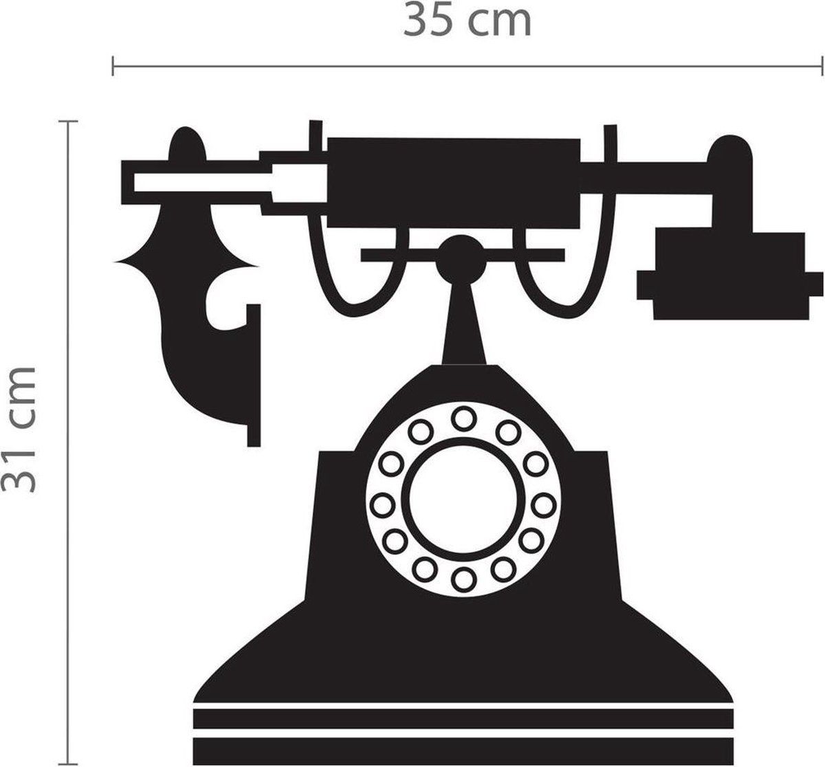 Walplus Muursticker Vintage Telefoon - 30 x 40 cm - Zwart - PVC