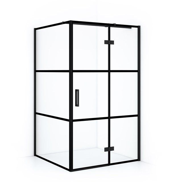 Maxaro Douchecabine Diamond 110x90cm 8mm Helder Veiligheidsglas met Zwarte Strepen Mat Zwart