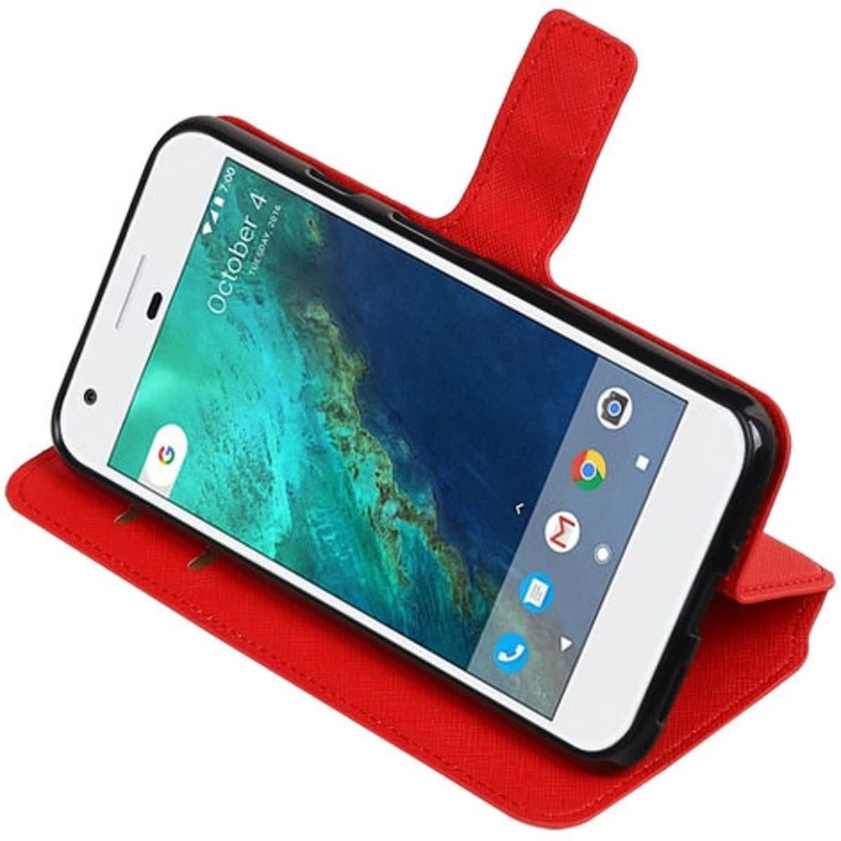 Best Cases Rood Google Pixel XL TPU wallet case booktype hoesje HM Book