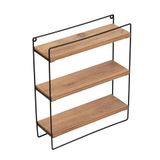 Stijlvolle Bol Stijlvolle wandplank, eiken en zwart, 37 x 46 x 12 cm, 100% melamine gecoat deeltjesbord en metalen frame, perfect voor moderne woondecoratie en opslag