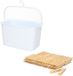 Merkloos / Sans marque Plastic Forte Wasknijpersmandje met ophanghaak - wit - en 60x houten wasknijpers 7 cm - was ophangen