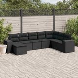 Maison Exclusive - Salon de jardin 8 pièces avec coussins, rotin synthétique noir