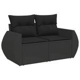 vidaXL 9-delige Loungeset met Kussens, Poly Rattan, Zwart
