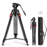 NEEWER 76 inch videocamerastatief met vloeistofkop, één stap snelsluiting, zwaar uitgevoerde aluminium draagbare statiefstandaard met reinigingsdoek, dubbele modus QR-plaat voor DSLR-camcorder