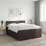 vidaXL Boxspringbed met matras, donkerbruin, 200 x 200 cm, stof