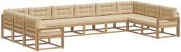 vidaXL Salon de jardin 10 pièces Blanc et Beige