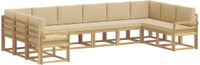vidaXL Hoek loungeset 10 zitplekken Acacia hout Wit en Beige
