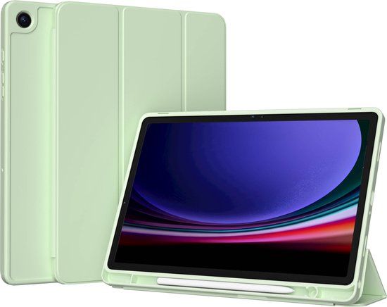 Accezz Smart Silicone Bookcase - Tablet Hoes Geschikt voor Samsung Galaxy Tab A9 Plus - Lichtgroen