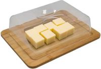 Excellent Houseware Kaas serveerplankje met stolp - bamboe hout - kaasstolp - 26 x 21 cm