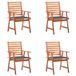 VidaXL Fauteuils de jardin, set de 4, avec coussins, en bois d'acacia massif