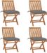 vidaXL Fauteuils pliants avec coussins, set de 4, bois de teck massif