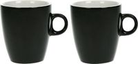 Cosy&Trendy Billiet - Vanlaere Set van 12x stuks koffiekopjes/bekers zwart 190 ml - Koffie/thee kopjes van keramiek