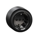 Schneider Electric ELSO WDE015976 opbouw enkelvoudig stopcontact met BRS, veiligheidscontactdoos, opbouw vochtige ruimte, zwart rond, Renova, 16A - 250V AC