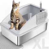Merkloos Kattenbak Roestvrij Staal XXL - 30 Liter - 58 x 37 x 28,5 cm