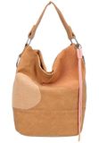Fritzi Olga Limited Happy Flocked Heritage Soft Chestnut Hobo Handtas Kunstleer Damestas Schoudertas Vegan Flockdetails Koordhanger Grote Capaciteit Tote Bag Festivaltas 37 x 27 x 17 cm – Bruin