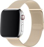 Strap-it Luxe Milanese band - Geschikt voor Apple Watch - Retro goud - RVS met magneet - 44mm/45mm/46mm/49mm