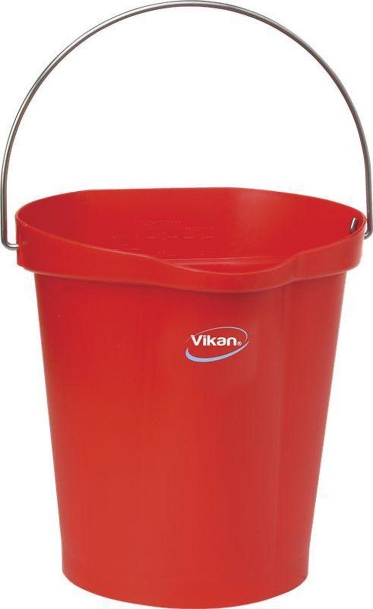 Vikan 56864 emmer 12 liter rood met maatverdeling en schenktuit