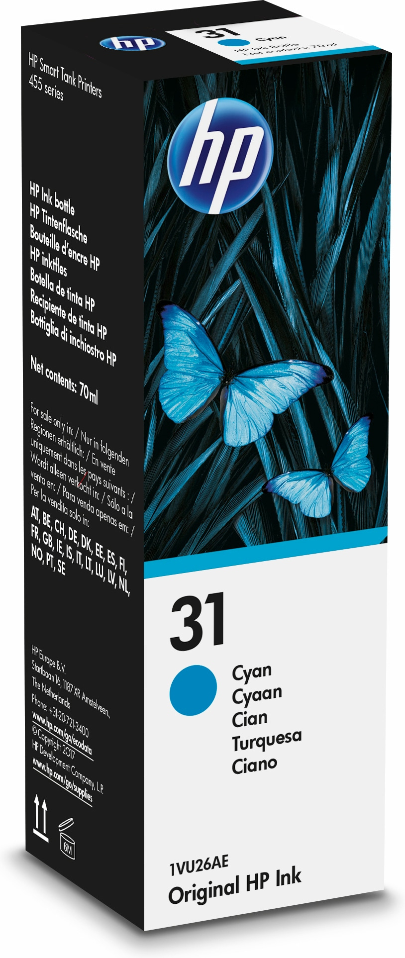 HP 31 70-ml Cyan Original Ink Bottle