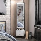 Homemania M.M.01.06.33.01461 Elegante multifunctionele kast met spiegel, planken, laden, entrees, slaapkamer, wit, hout, 41 x 35 x 170 cm
