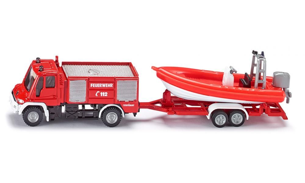 SIKU Unimog Boot - 1636 - Rood - Metaal - Speelgoedvoertuigen