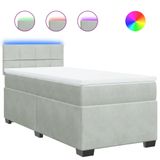 vidaXL Boxspringbed met matras, fluweel, lichtgrijs, 90x200 cm