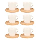 Set VESSIA Set van 6 kopjes, schoteltjes, bamboe, koffie, glad, collectie VESSIA
