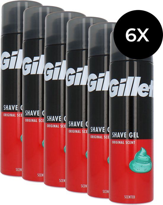 GLLTT Gillette Men Original Scent Shaving Gel - 6 x 200 ml