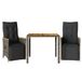 VidaXL Bistroset 3-delig avec coussins, poly rotin, gris