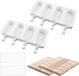 Forme de bâtonnet glacé sans marque avec 100 bâtonnets - Facile à démouler - Forme ovale - 4 supports - Blanc