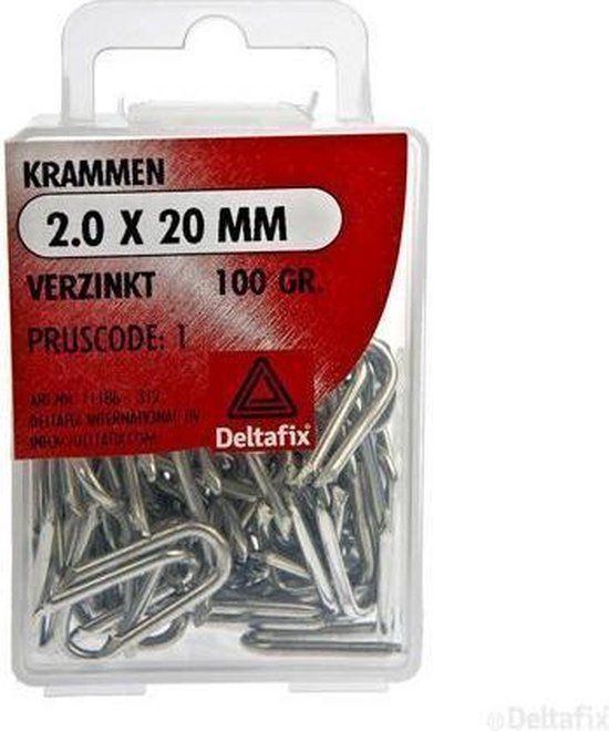 Deltafix Krammen. Verzinkt. 2.0x20mm. lang. 100 gram.
