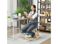 HOMCOM Chaise à genoux ergonomique avec dossier, siège assis genoux à bascule, correcteur de posture 51x84x93cm bleu foncé