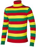 Apollo Carnaval verkleed trui Limburg - coltrui - rood/geel/groen gestreept - dames / heren - turtleneck S