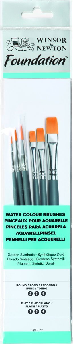 Winsor & Newton Foundation aquarel korte penselen set 6 delig